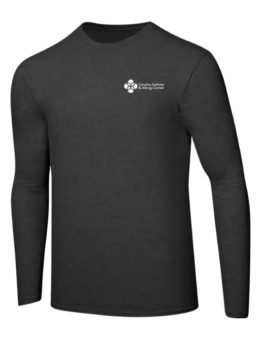 Ring Spun Dark Heather Grey 4.5 oz Long Sleeve T-Shirt w/Carolina Asthma Logo