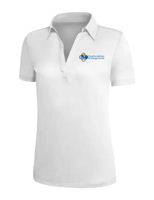 White Silk Touch Womens Performance Polo w/Carolina Asthma Logo