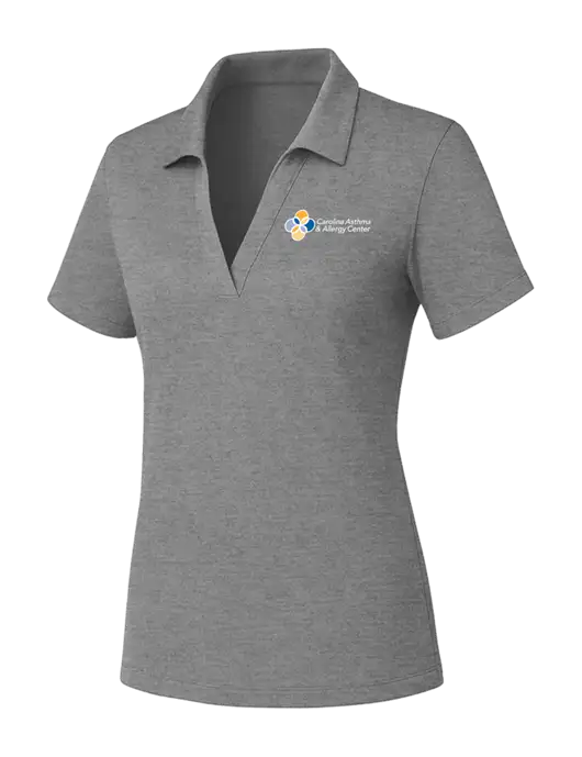 Womens Medium Grey Heather PosiCharge RacerMesh Polo w/Carolina Asthma Logo