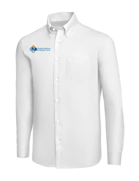 Brooks Brothers White Wrinkle-Free Stretch Nailhead Shirt w/Carolina Asthma Logo