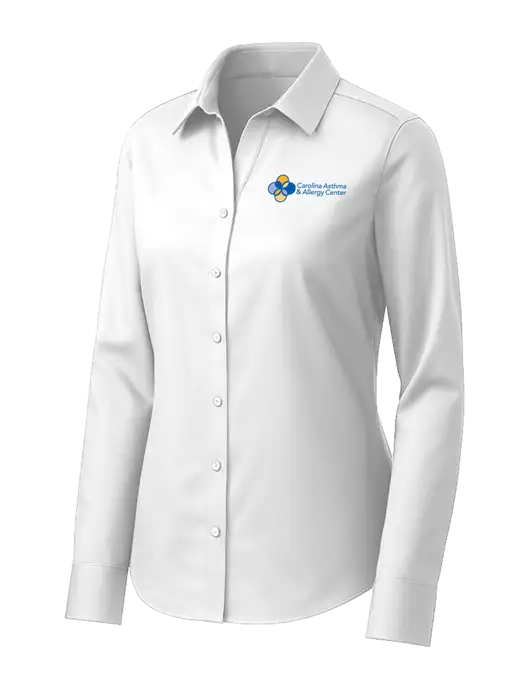 Brooks Brothers Womens White Wrinkle-Free Stretch Pinpoint Shirt w/Carolina Asthma Logo