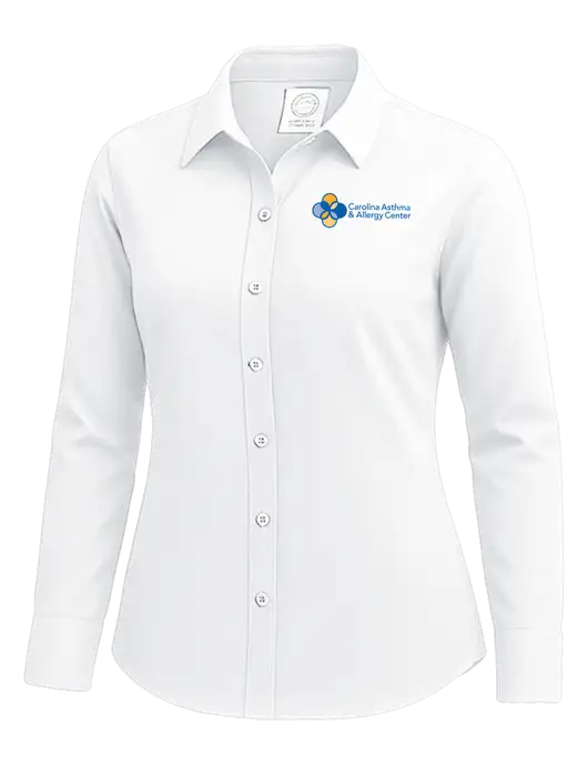 Brooks Brothers Womens White Wrinkle-Free Stretch Nailhead Shirt w/Carolina Asthma Logo