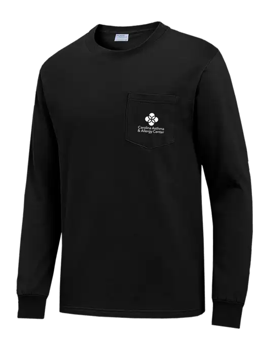 Black Long Sleeve Heavyweight 6.1 oz Pocket T-Shirt w/Carolina Asthma Logo