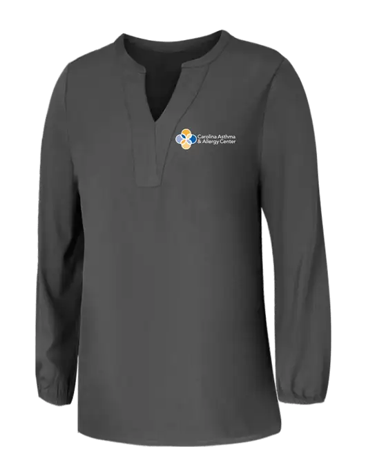 Mercer+Mettle Womens Dark Grey Stretch Crepe 3/4 Sleeve Blouse w/Carolina Asthma Logo