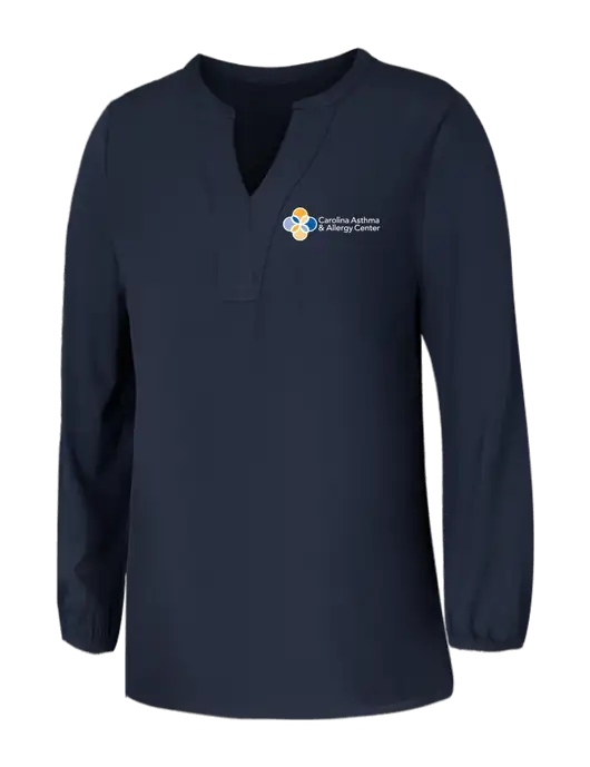 Mercer+Mettle Womens Navy Stretch Crepe 3/4 Sleeve Blouse w/Carolina Asthma Logo