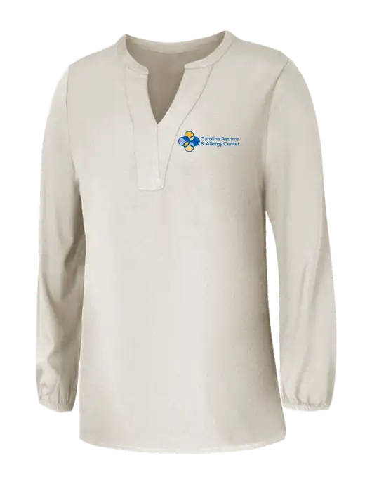 Mercer+Mettle Womens Ivory Stretch Crepe 3/4 Sleeve Blouse w/Carolina Asthma Logo