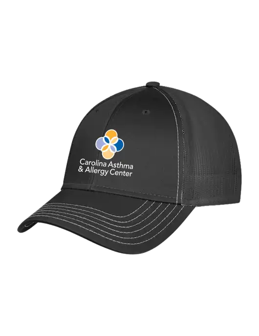 Charcoal Grey Mesh Trucker Cap Snap Back w/Carolina Asthma Logo