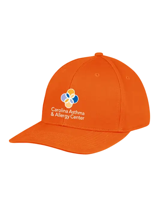Premium Modern Structured Twill Orange Snapback Cap w/Carolina Asthma Logo