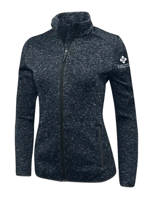 Navy Heather Womens Sweater Fleece Jacket w/Carolina Asthma Logo