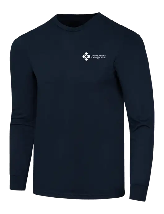 Simply Soft Long Sleeve Navy 4.5 oz, Poly/Combed Ring Spun Cotton T-Shirt w/Carolina Asthma Logo