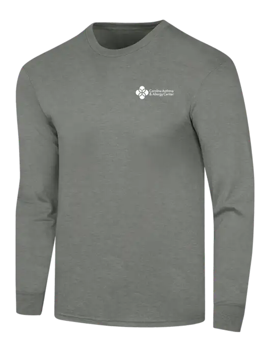 Simply Soft Long Sleeve Heathered Charcoal 4.5 oz, Poly/Combed Ring Spun Cotton T-Shirt w/Carolina Asthma Logo