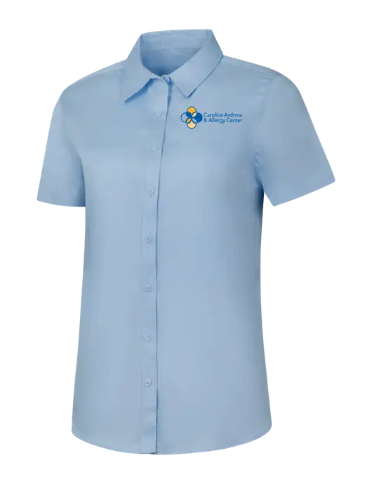 Womens Light Blue Short Sleeve Superpro React Twill Shirt w/Carolina Asthma Logo