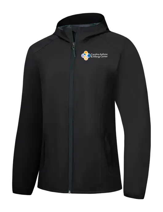 Womens Black Essential Rain Jacket w/Carolina Asthma Logo