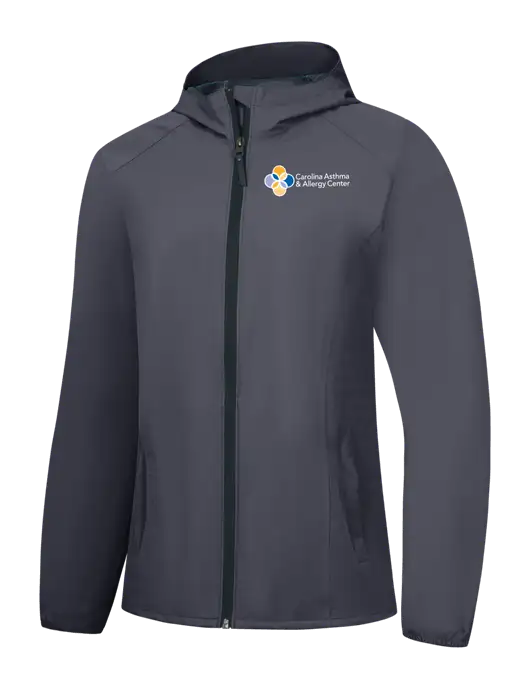 Womens Dark Grey Essential Rain Jacket w/Carolina Asthma Logo