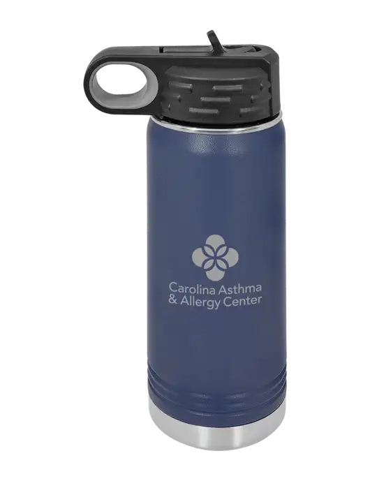 Polar Camel 20 oz Powder Coated Navy Vacuum Insulated Water Bottle w/Carolina Asthma Logo