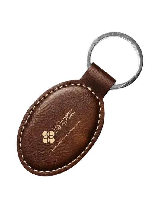 Rustic Leatherette Oval Keychain w/Carolina Asthma Logo