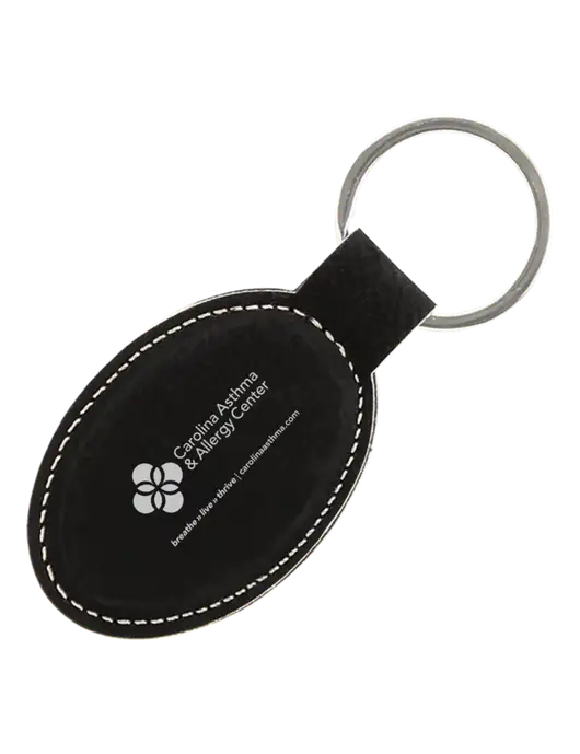 Black Leatherette Oval Keychain w/Carolina Asthma Logo