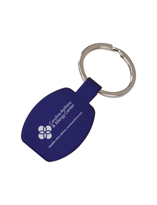 Royal Laserable Rounded Rectangle Keychain w/Carolina Asthma Logo