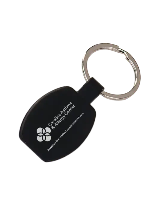 Black Laserable Rounded Rectangle Keychain w/Carolina Asthma Logo