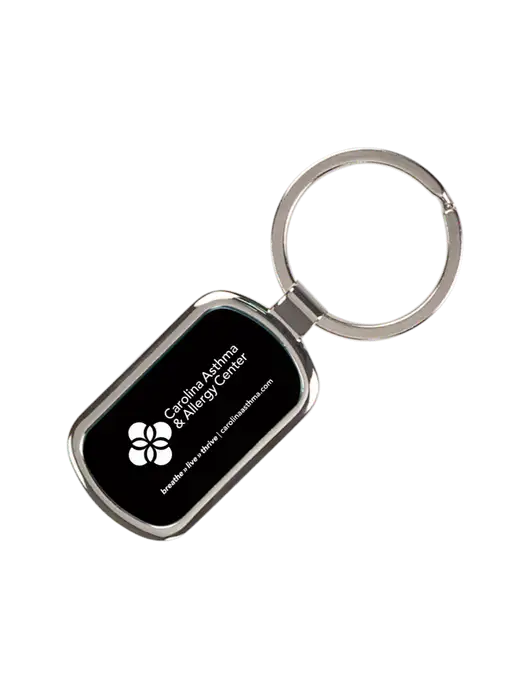 Black Laserable Rectangle Keychain w/Carolina Asthma Logo