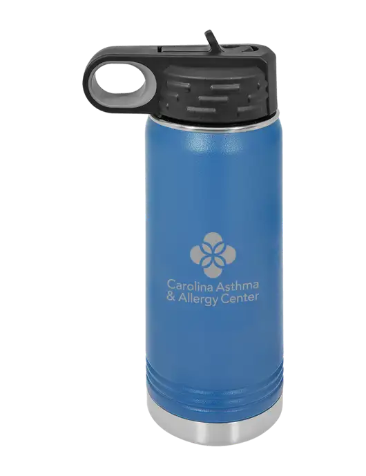 Polar Camel 20 oz Powder Coated Royal Vacuum Insulated Water Bottle w/Carolina Asthma Logo