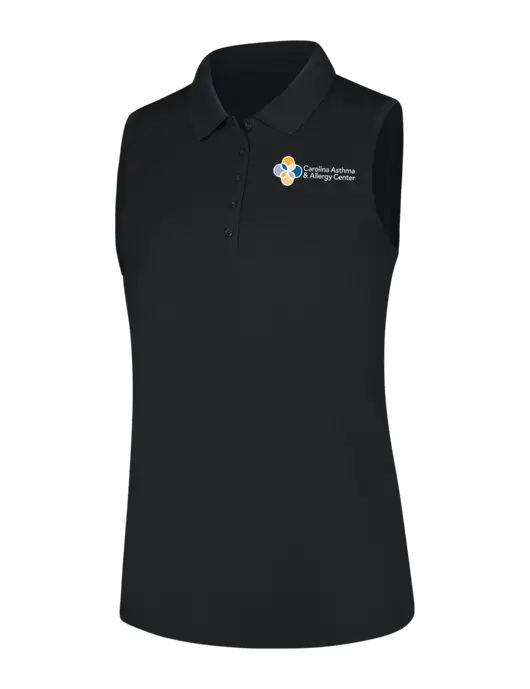 Womens Black Dry Zone UV Micro-Mesh Sleeveless Polo w/Carolina Asthma Logo