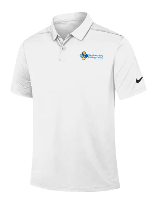 Nike White Dry Essential Solid Polo w/Carolina Asthma Logo