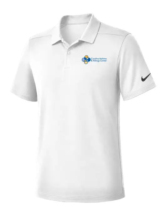 Nike White Dry Essential Solid Polo w/Carolina Asthma Logo