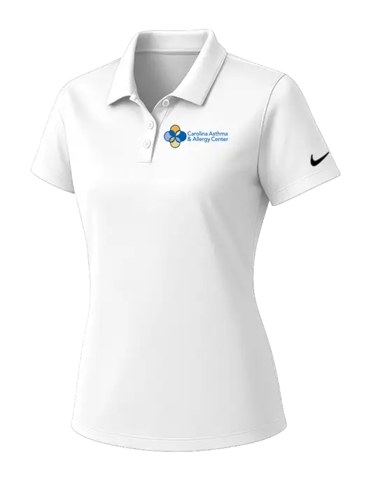 Nike Womens White Dry Essential Solid Polo w/Carolina Asthma Logo