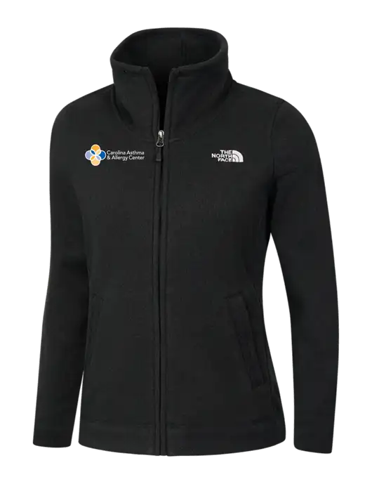 North Face Womens Black Heather Sweater Fleece Jacket w/Carolina Asthma Logo