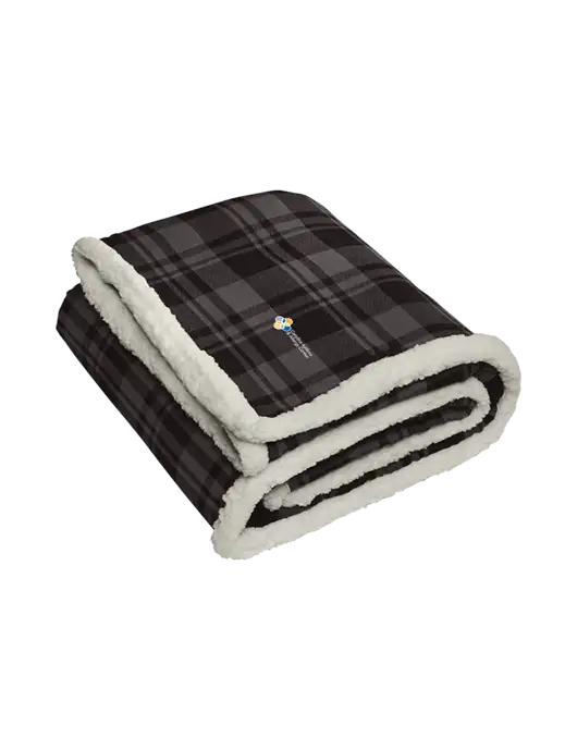 Charcoal/Medium Grey Flannel  Sherpa Blanket w/Carolina Asthma Logo