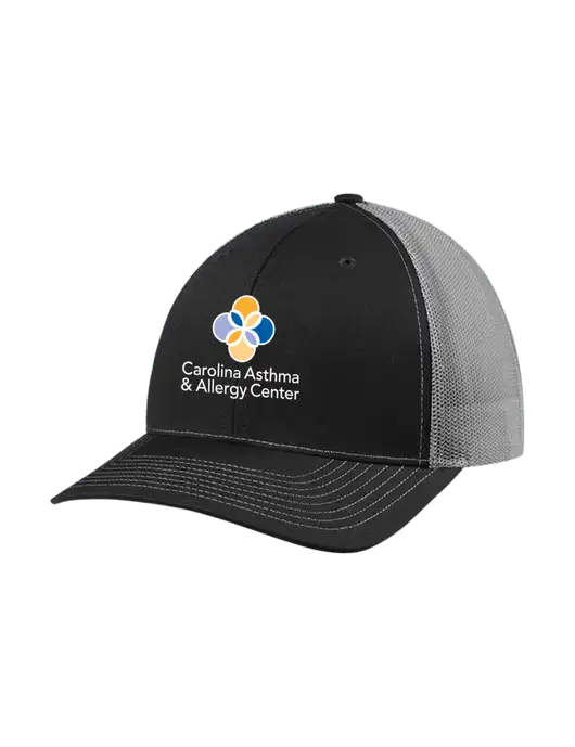 Richardson Adjustable Snapback Original 112 Trucker Cap Black w/Charcoal Mesh w/Carolina Asthma Logo