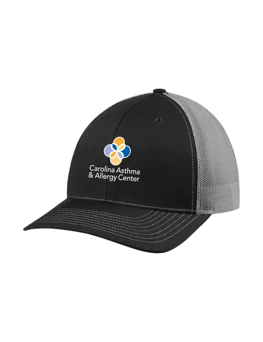 Richardson Adjustable Snapback Original 112 Trucker Cap Black w/Charcoal Mesh w/Carolina Asthma Logo