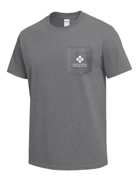 Medium Grey Heather Heavyweight 6.1 oz Pocket T-Shirt w/Carolina Asthma Logo
