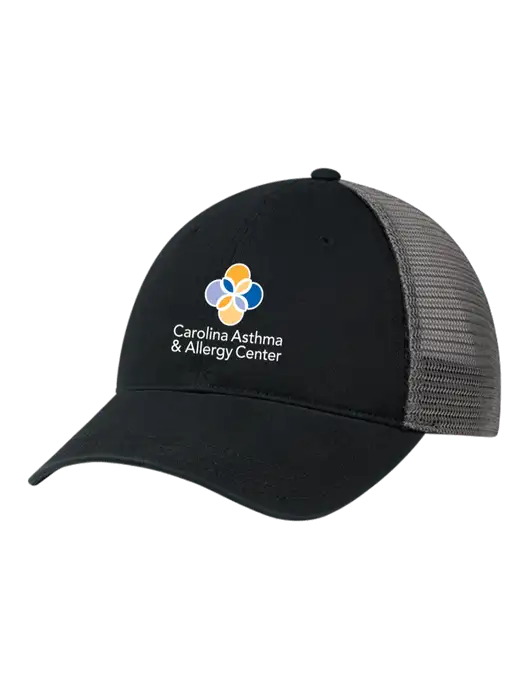 Richardson 111 Garment Washed Trucker Cap Black w/Charcoal Mesh w/Carolina Asthma Logo