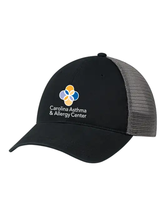 Richardson 111 Garment Washed Trucker Cap Black w/Charcoal Mesh w/Carolina Asthma Logo
