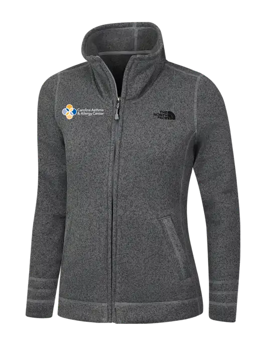 North Face Womens Medium Grey Heather Sweater Fleece Jacket w/Carolina Asthma Logo