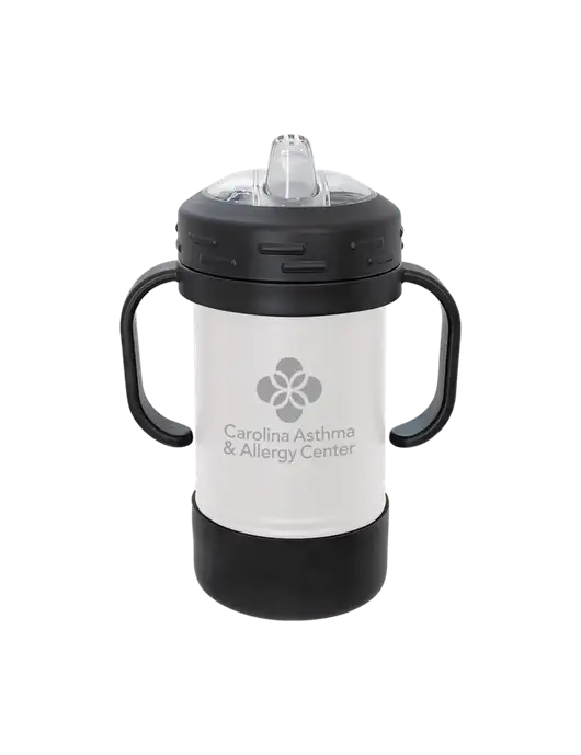 Polar Camel 10 oz Powder Coated White Sippy Cup w/Carolina Asthma Logo