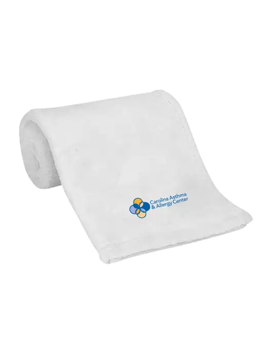 White Alpine Fleece Mink Touch Luxury Baby Blanket  w/Carolina Asthma Logo