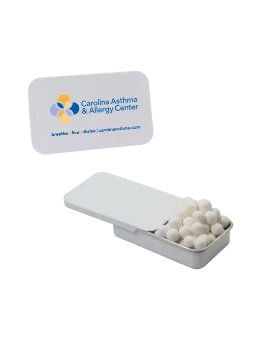 Signature Peppermints In White Slider Tin w/Carolina Asthma Logo
