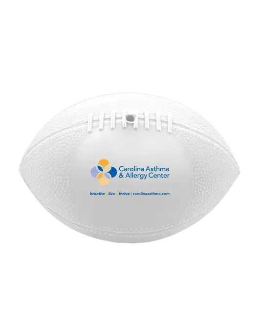 7” Durable White Vinyl Football w/Carolina Asthma Logo