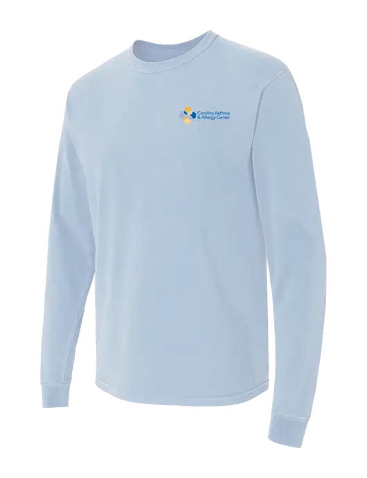 Comfort Colors Garment-Dyed Light Blue Heavyweight Long Sleeve T-Shirt w/Carolina Asthma Logo