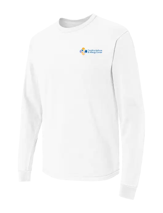 Comfort Colors Garment-Dyed White Heavyweight Long Sleeve T-Shirt w/Carolina Asthma Logo