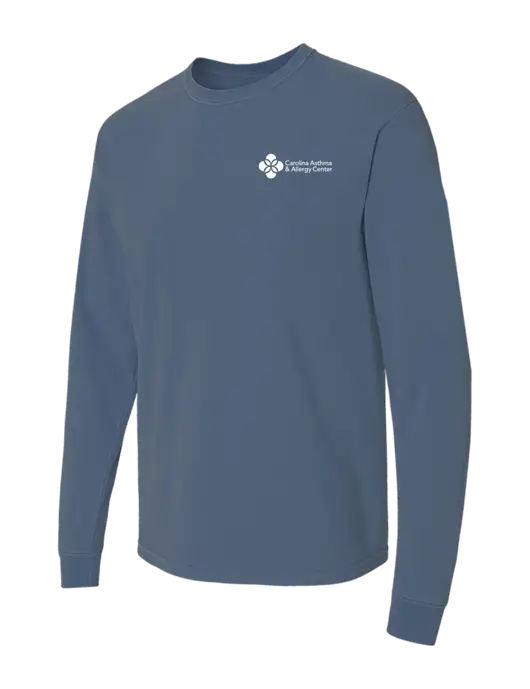 Comfort Colors Garment-Dyed Blue Slate Heavyweight Long Sleeve T-Shirt w/Carolina Asthma Logo