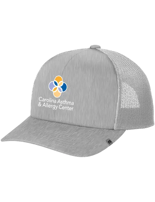 TravisMathew Light Medium Grey Heather Cruz Trucker Cap w/Carolina Asthma Logo
