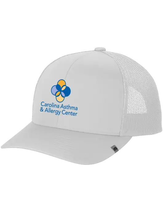 TravisMathew White Cruz Trucker Cap w/Carolina Asthma Logo