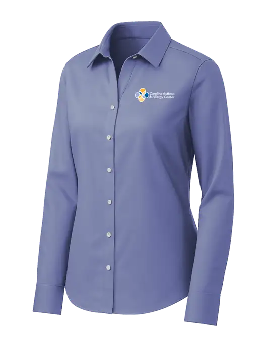 Brooks Brothers Womens Royal Blue Wrinkle-Free Stretch Pinpoint Shirt w/Carolina Asthma Logo
