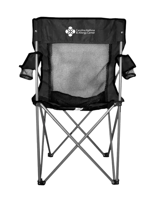 Titan Black/Black Mesh Folding Chair w/Carolina Asthma Logo