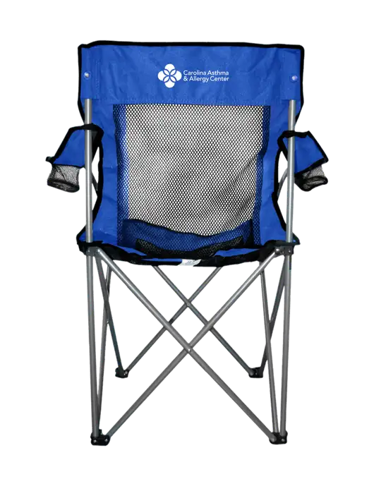 Titan Dark Royal Blue/Black Mesh Folding Chair w/Carolina Asthma Logo