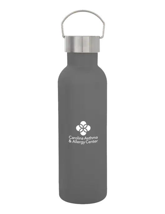 28 oz Medium Grey Bubbli Stainless Steel Bottle w/Carolina Asthma Logo